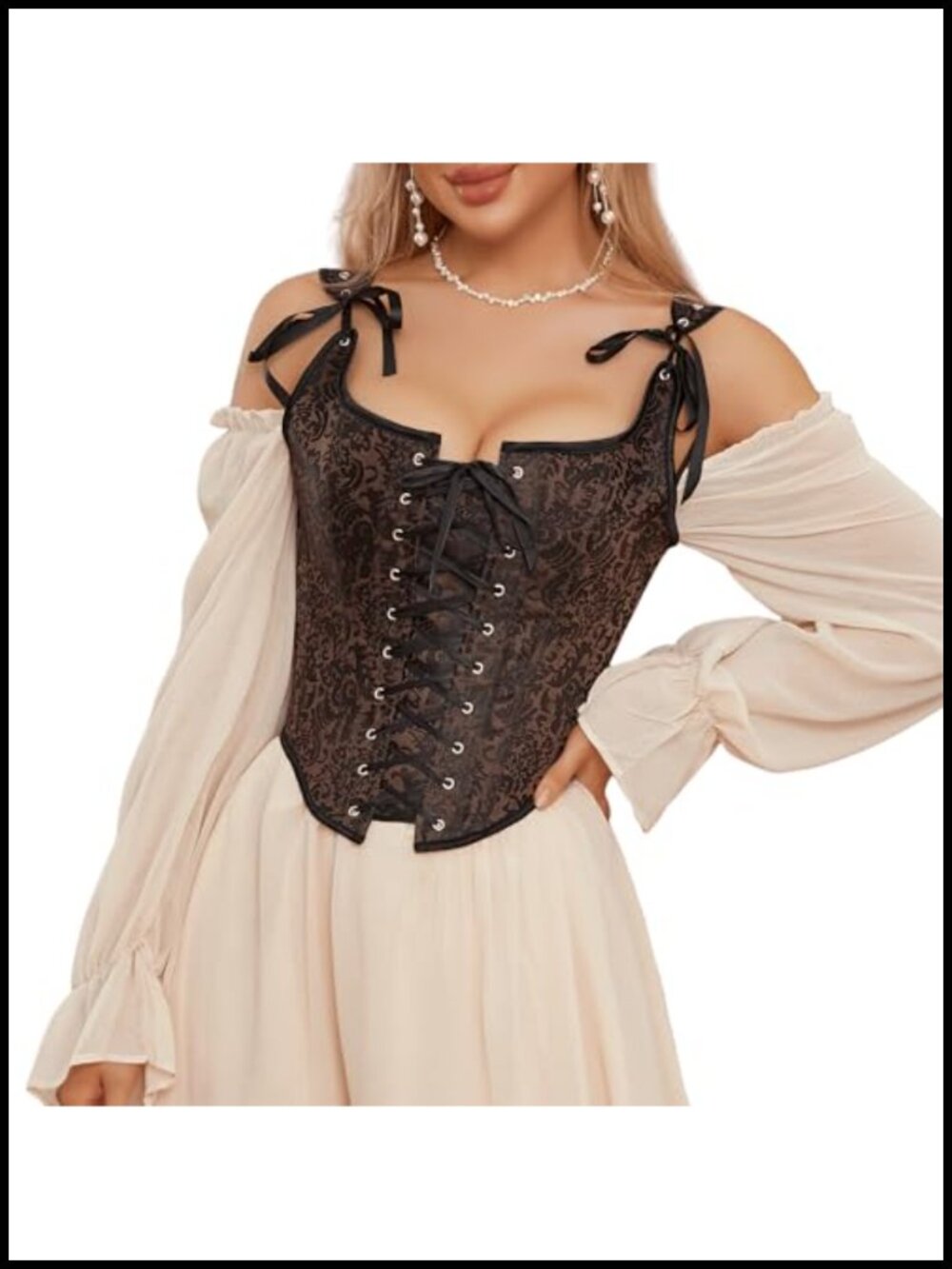 Women's Overbust Corset Top with Adjustable Lacing Shapewear Party